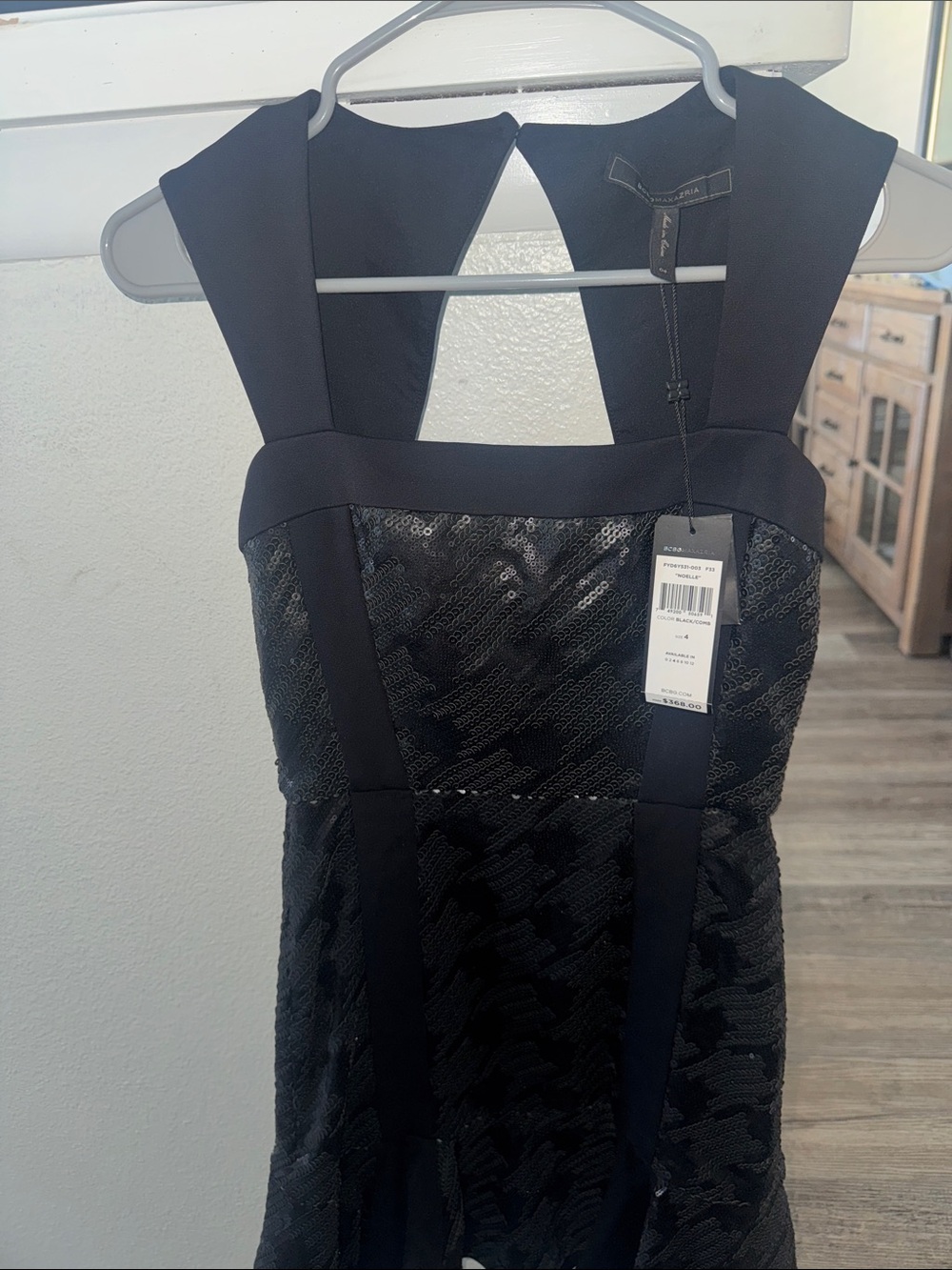 BCBGMaxAzria Black Sequin Fit-and-Flare Cocktail Dress
